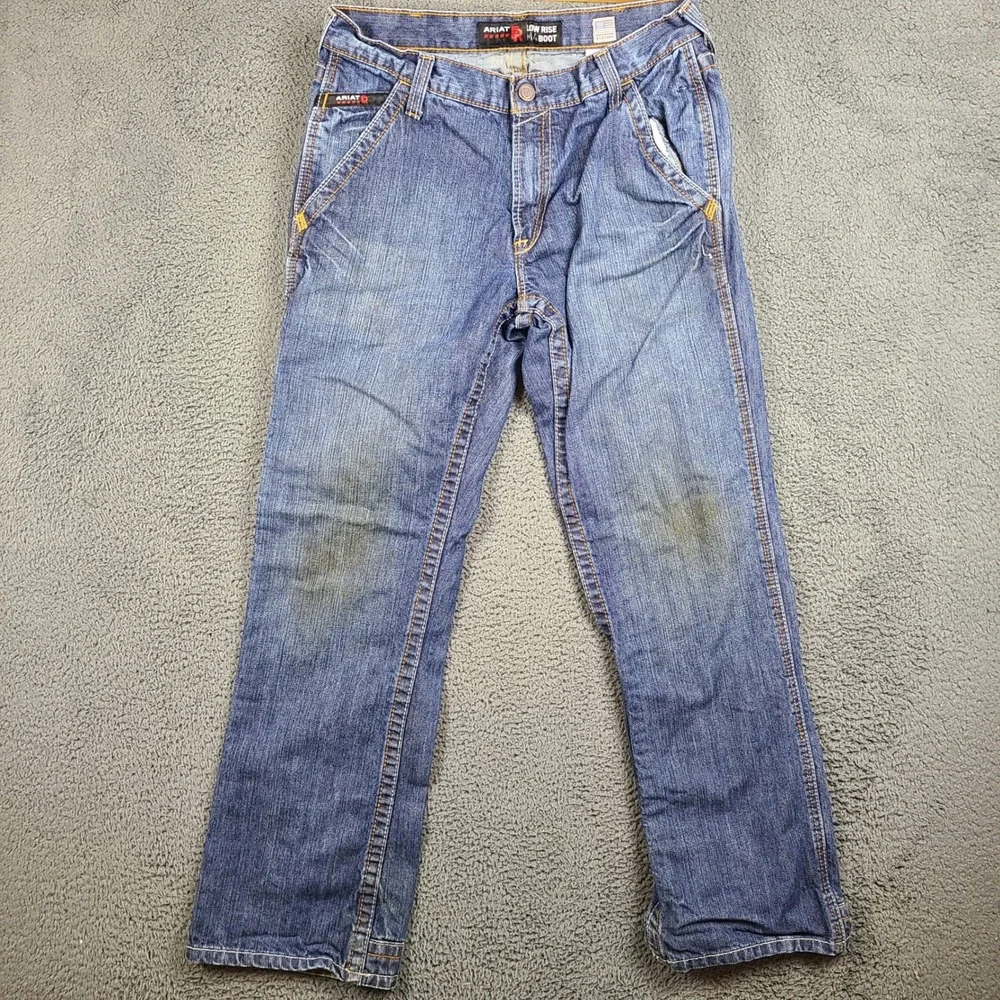 Ariat FR M4 Low Rise Boot Cut Jeans Mens 32x32 Blue Flame Resistant CAT 2 Denim